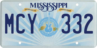 MS license plate MCY332