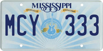 MS license plate MCY333