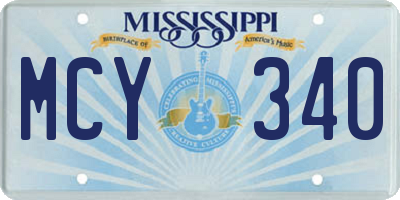 MS license plate MCY340
