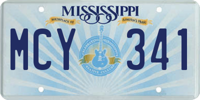 MS license plate MCY341