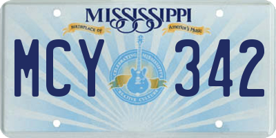 MS license plate MCY342