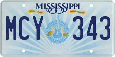 MS license plate MCY343