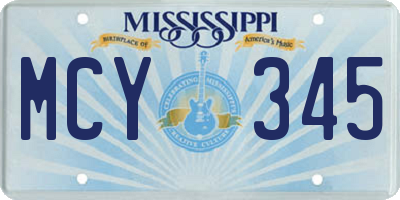 MS license plate MCY345