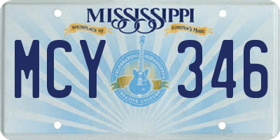 MS license plate MCY346