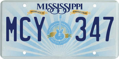 MS license plate MCY347