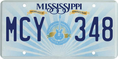 MS license plate MCY348