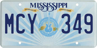 MS license plate MCY349