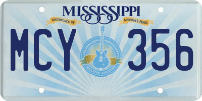 MS license plate MCY356