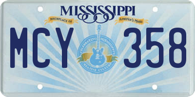 MS license plate MCY358