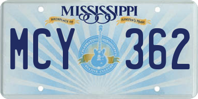 MS license plate MCY362