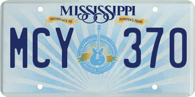 MS license plate MCY370