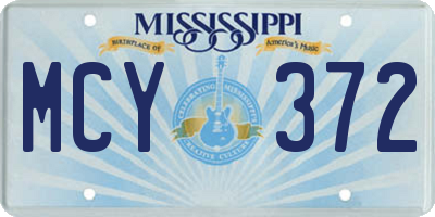 MS license plate MCY372
