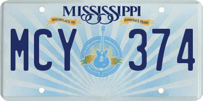 MS license plate MCY374