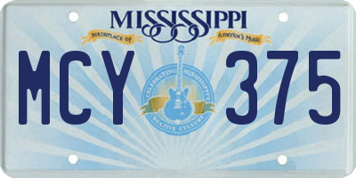 MS license plate MCY375