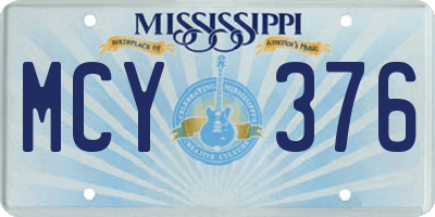 MS license plate MCY376