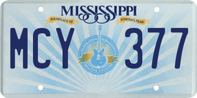 MS license plate MCY377