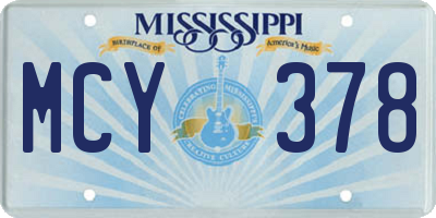 MS license plate MCY378