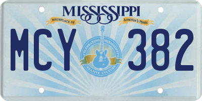 MS license plate MCY382