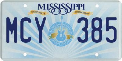 MS license plate MCY385