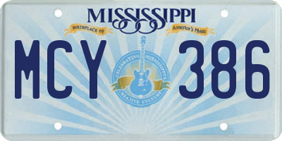 MS license plate MCY386