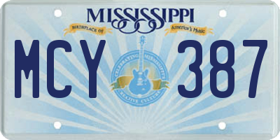 MS license plate MCY387