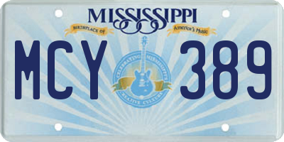 MS license plate MCY389