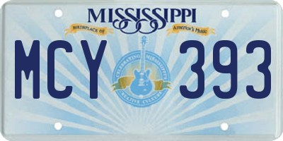 MS license plate MCY393