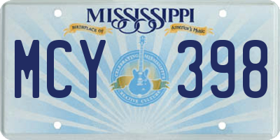 MS license plate MCY398