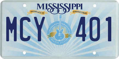 MS license plate MCY401