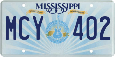 MS license plate MCY402