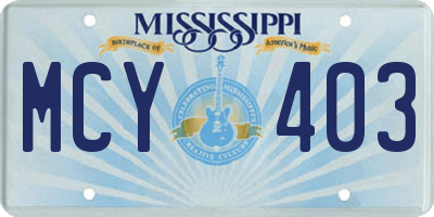 MS license plate MCY403