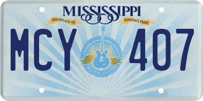 MS license plate MCY407