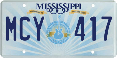 MS license plate MCY417