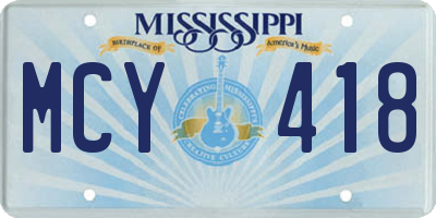 MS license plate MCY418
