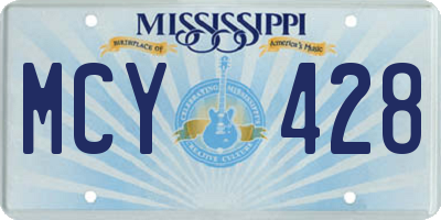 MS license plate MCY428
