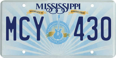 MS license plate MCY430