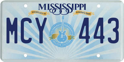 MS license plate MCY443