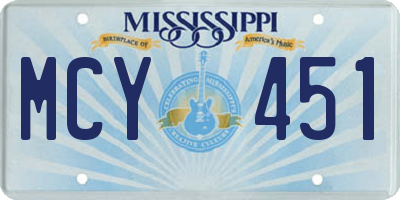 MS license plate MCY451