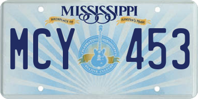 MS license plate MCY453