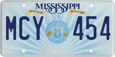 MS license plate MCY454