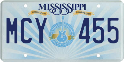 MS license plate MCY455
