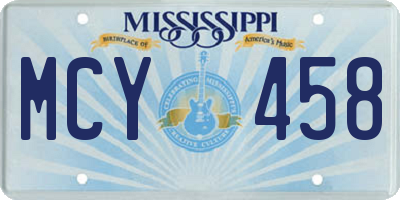 MS license plate MCY458