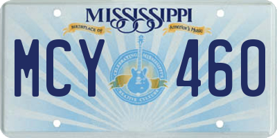 MS license plate MCY460