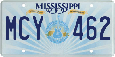 MS license plate MCY462