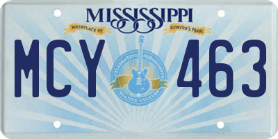 MS license plate MCY463