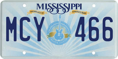 MS license plate MCY466