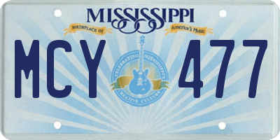 MS license plate MCY477