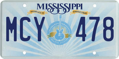 MS license plate MCY478