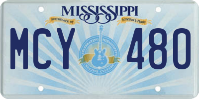 MS license plate MCY480