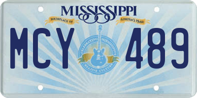 MS license plate MCY489